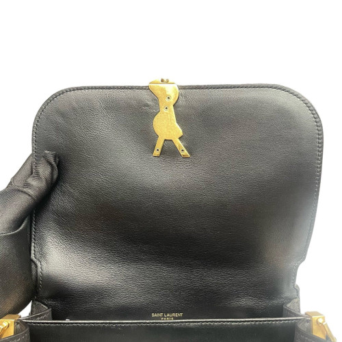 Yves Saint Laurent Medium Solferino Suede Calfskin Black Yves Saint Laurent Medium Solferino Suede Calfskin Black