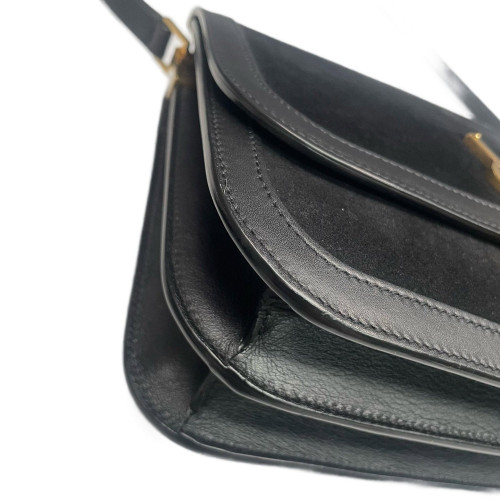 Yves Saint Laurent Medium Solferino Suede Calfskin Black Yves Saint Laurent Medium Solferino Suede Calfskin Black