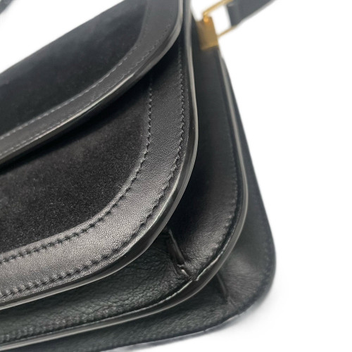 Yves Saint Laurent Medium Solferino Suede Calfskin Black Yves Saint Laurent Medium Solferino Suede Calfskin Black