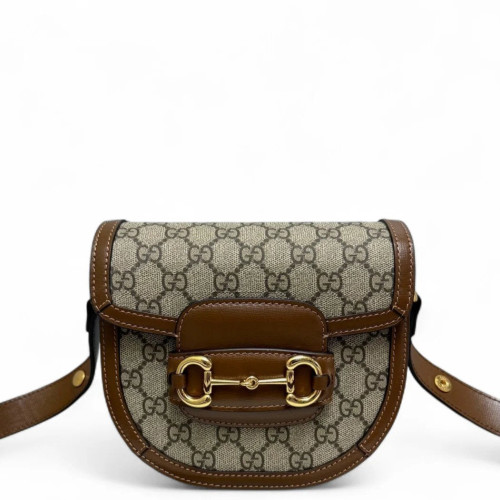 Gucci Saddle Bag GG Supreme Monogram Tan