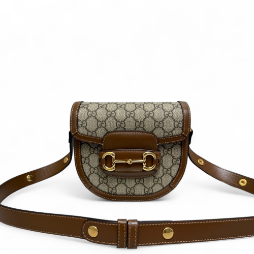 Gucci Saddle Bag GG Supreme Monogram Tan