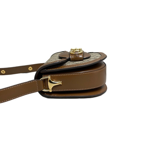 Gucci Saddle Bag GG Supreme Monogram Tan
