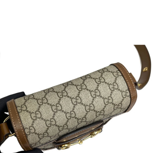 Gucci Saddle Bag GG Supreme Monogram Tan