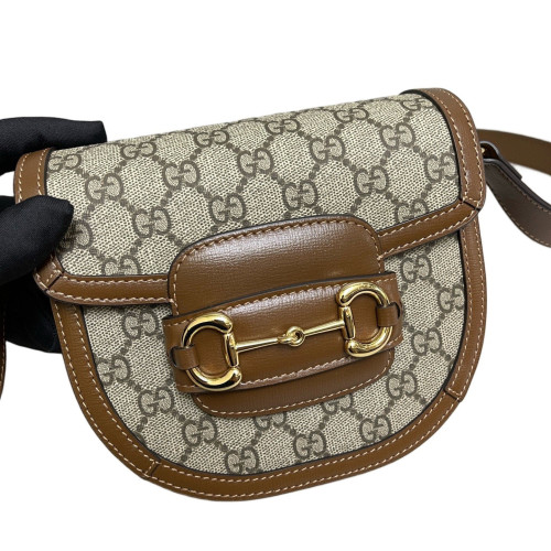 Gucci Saddle Bag GG Supreme Monogram Tan