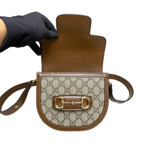 Gucci Saddle Bag GG Supreme Monogram Tan