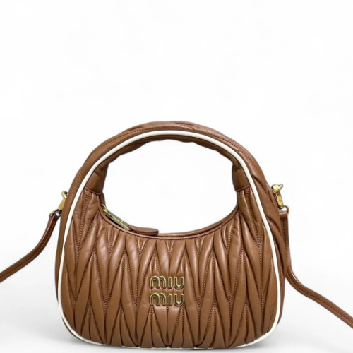 Miu Miu Hobo Crumpled Lambskin Espresso Brown