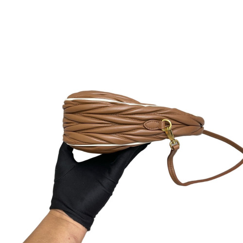 Miu Miu Hobo Crumpled Lambskin Espresso Brown