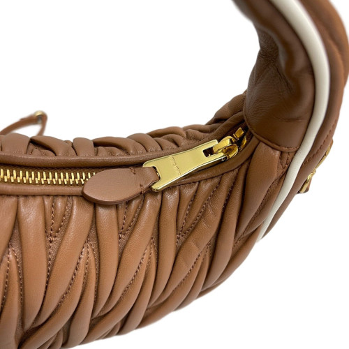 Miu Miu Hobo Crumpled Lambskin Espresso Brown