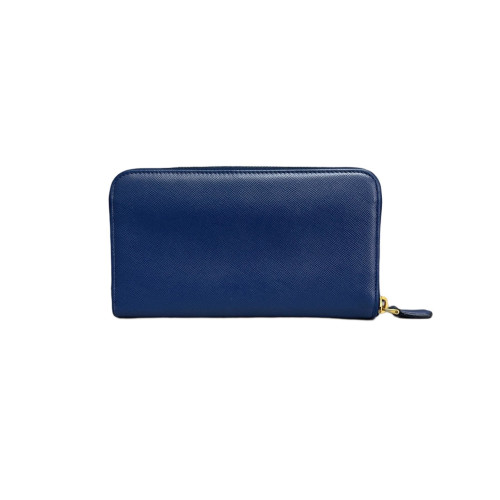 Prada Continental Wallet Saffiano Calfskin Blue