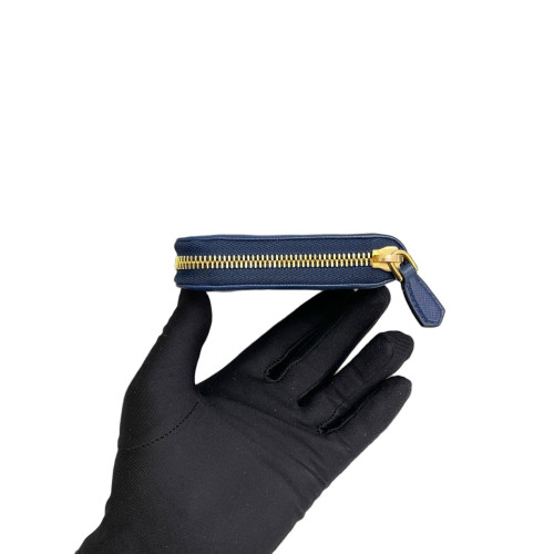 Prada Continental Wallet Saffiano Calfskin Blue