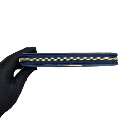 Prada Continental Wallet Saffiano Calfskin Blue