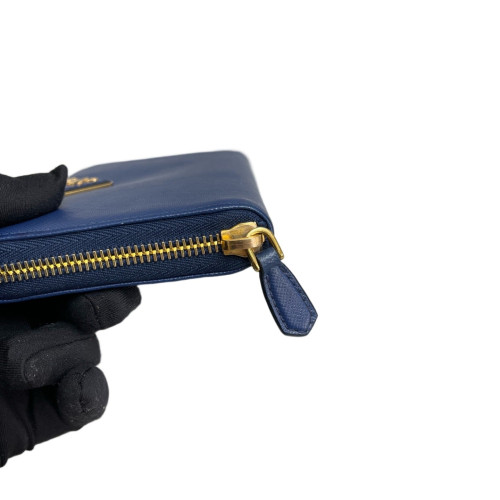 Prada Continental Wallet Saffiano Calfskin Blue