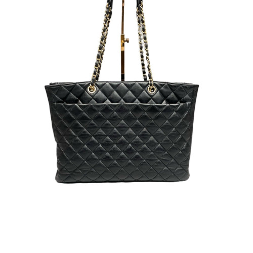 Chanel Quilted Shopping Tote Calfskin Black