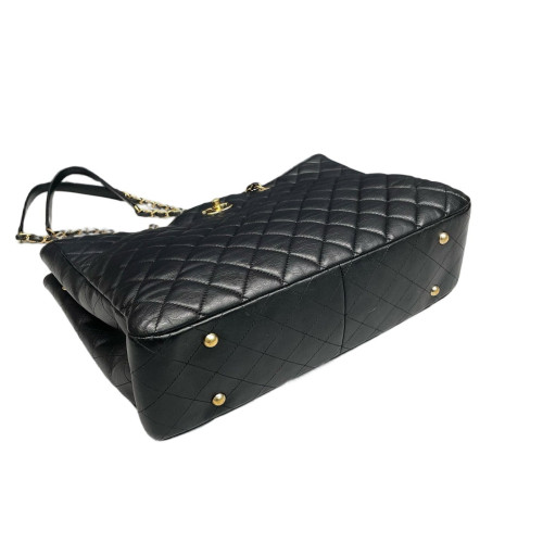 Chanel Quilted Shopping Tote Calfskin Black