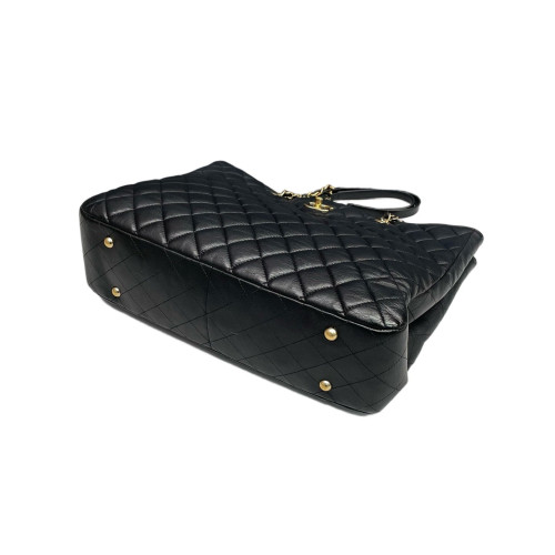 Chanel Quilted Shopping Tote Calfskin Black