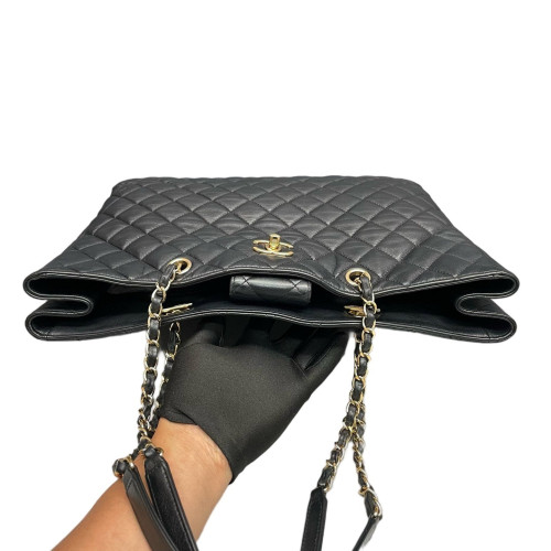 Chanel Quilted Shopping Tote Calfskin Black