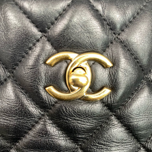 Chanel Quilted Shopping Tote Calfskin Black