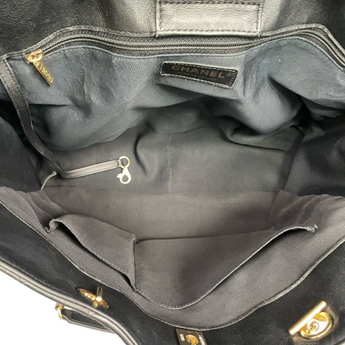 Chanel Quilted Shopping Tote Calfskin Black