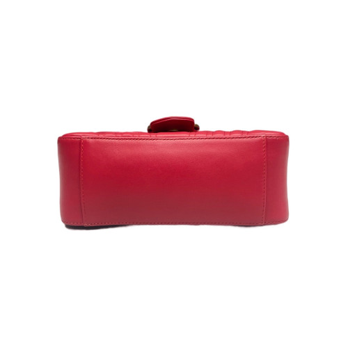Gucci Chevron Mini GG Marmont Top Handle Shoulder Bag Calfskin Red Gucci Chevron Mini GG Marmont Top Handle Shoulder Bag Calfskin Red