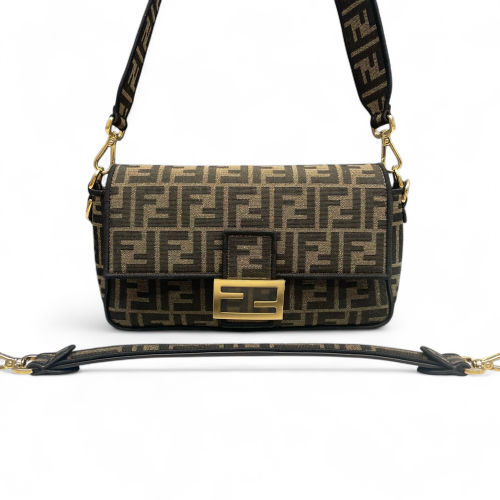 Fendi Baguette Zucca Dark Brown Beige