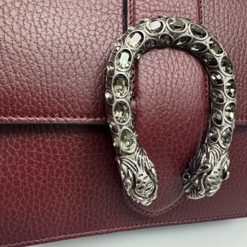 Gucci Bamboo Crystal Mini Dioysus Bamboo Top Handle Bag Calfskin Burgundy
