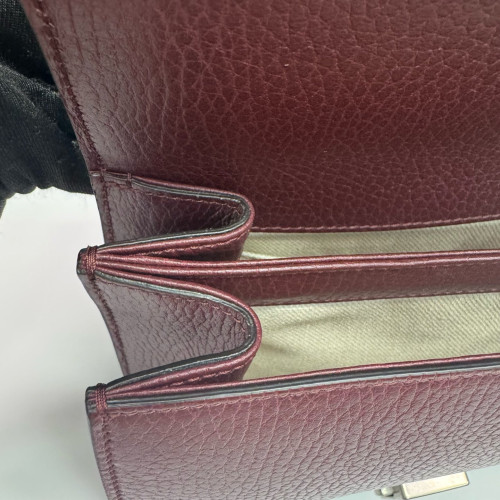 Gucci Bamboo Crystal Mini Dioysus Bamboo Top Handle Bag Calfskin Burgundy