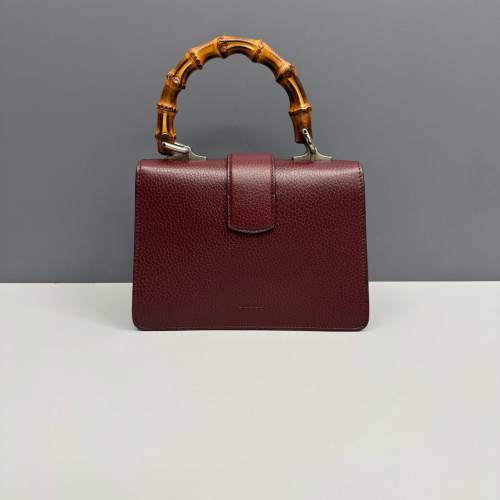 Gucci Bamboo Crystal Mini Dioysus Bamboo Top Handle Bag Calfskin Burgundy