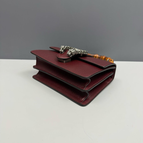 Gucci Bamboo Crystal Mini Dioysus Bamboo Top Handle Bag Calfskin Burgundy