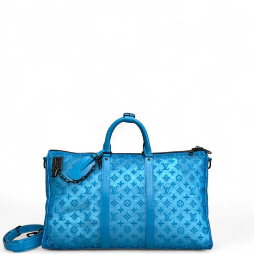 Louis Vuitton Embroidered Keepall 50 Monogram Transparence Blue