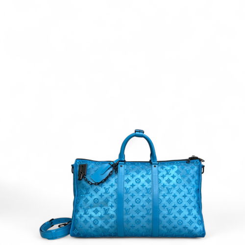 Louis Vuitton Embroidered Keepall 50 Monogram Transparence Blue