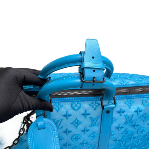 Louis Vuitton Embroidered Keepall 50 Monogram Transparence Blue