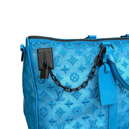 Louis Vuitton Embroidered Keepall 50 Monogram Transparence Blue