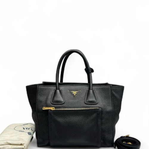 Prada Handbag Grained Calfskin Black Prada Handbag Grained Calfskin Black