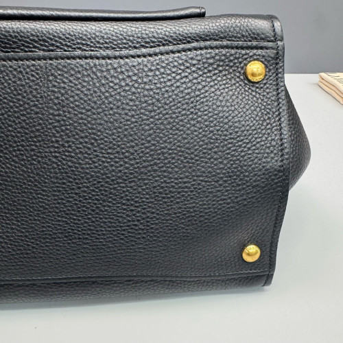 Prada Handbag Grained Calfskin Black Prada Handbag Grained Calfskin Black