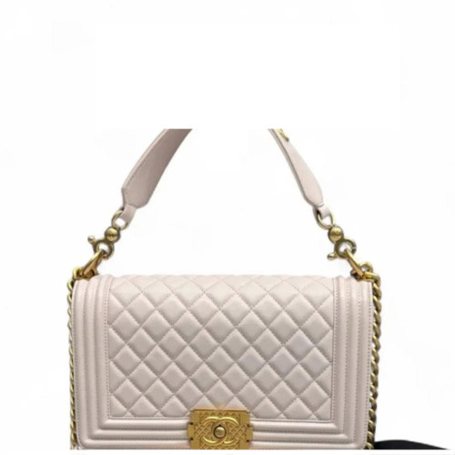 Chanel Quilted Medium Top Handle Boy Flap Lambskin Pale Orchid Chanel Quilted Medium Top Handle Boy Flap Lambskin Pale Orchid