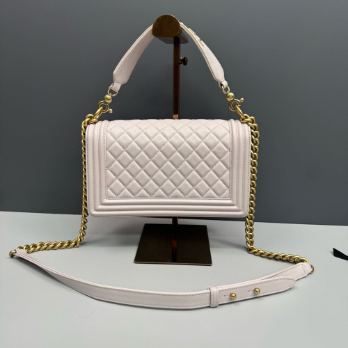 Chanel Quilted Medium Top Handle Boy Flap Lambskin Pale Orchid Chanel Quilted Medium Top Handle Boy Flap Lambskin Pale Orchid