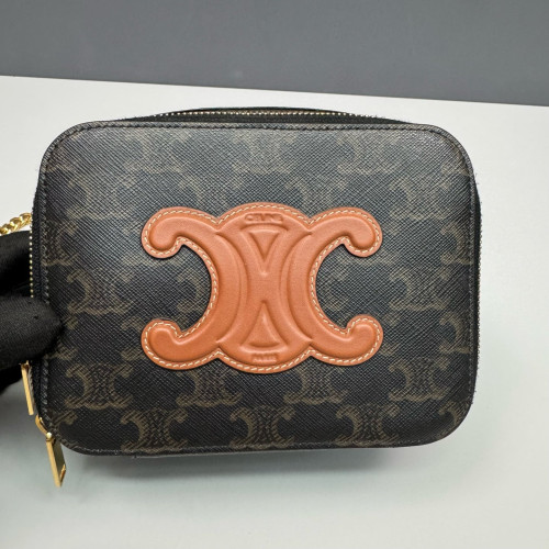 Celine Camera Case Triomphe Black Brown