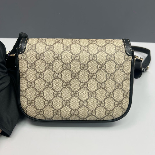 Gucci Mini Horsebit 1955 Guccissima Beige Black