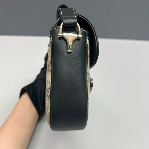 Gucci Mini Horsebit 1955 Guccissima Beige Black