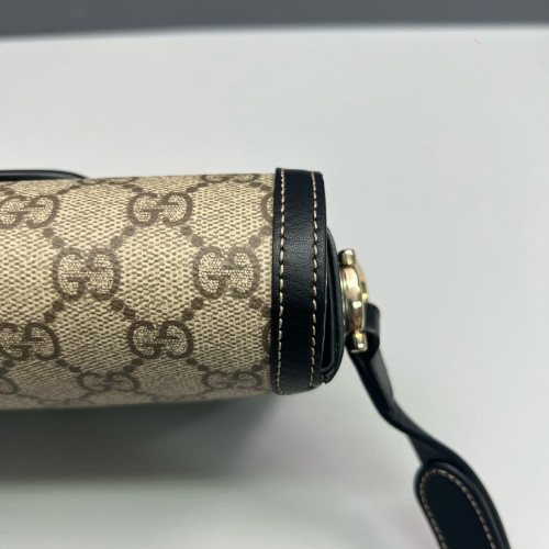 Gucci Mini Horsebit 1955 Guccissima Beige Black