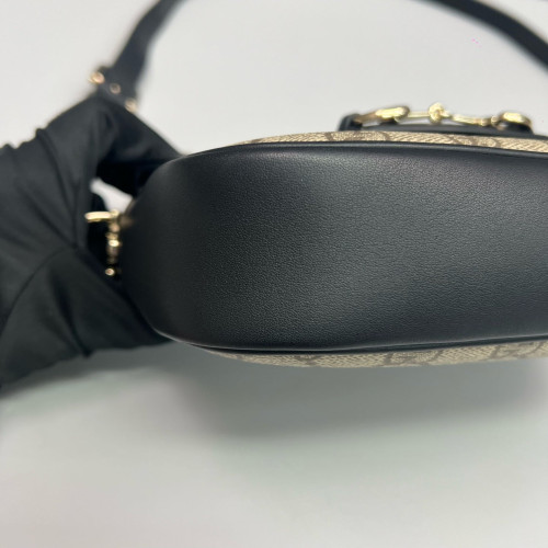 Gucci Mini Horsebit 1955 Guccissima Beige Black
