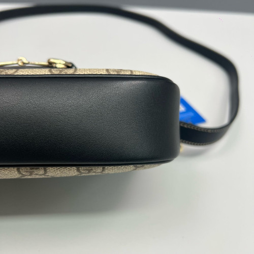 Gucci Mini Horsebit 1955 Guccissima Beige Black