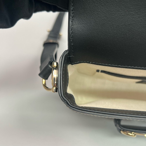 Gucci Mini Horsebit 1955 Guccissima Beige Black