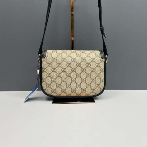 Gucci Mini Horsebit 1955 Guccissima Beige Black