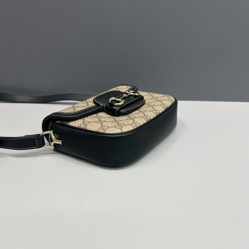 Gucci Mini Horsebit 1955 Guccissima Beige Black
