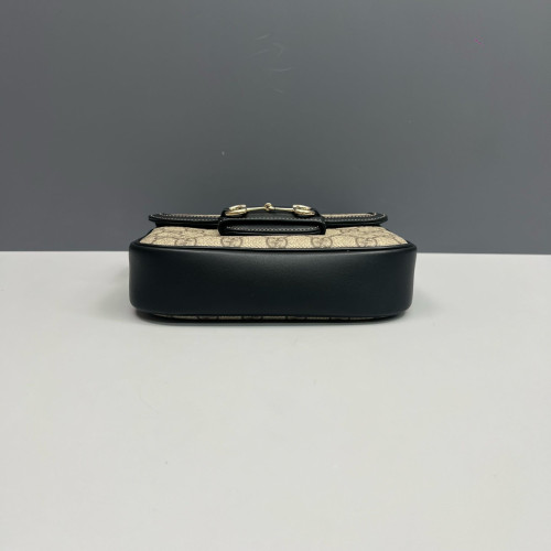 Gucci Mini Horsebit 1955 Guccissima Beige Black