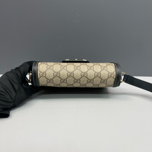 Gucci Mini Horsebit 1955 Guccissima Beige Black