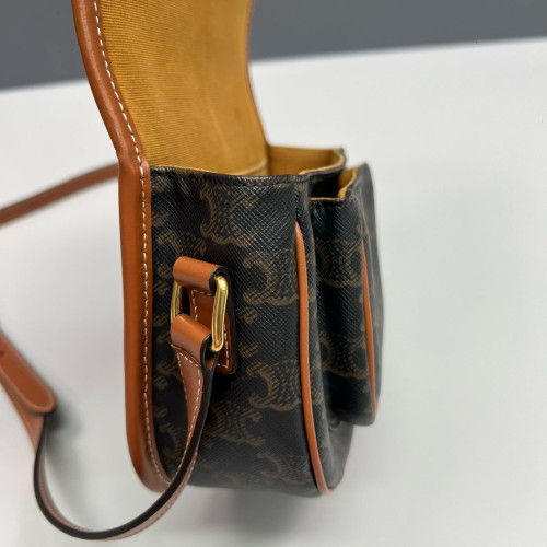 Celine Medium Folco Bag Triomphe Black Brown