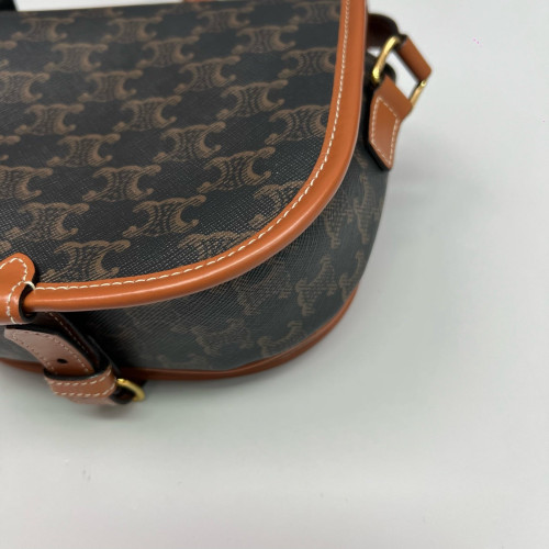 Celine Medium Folco Bag Triomphe Black Brown