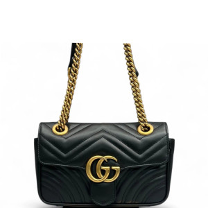 Gucci Diamante Mini GG Marmont Calfskin Black